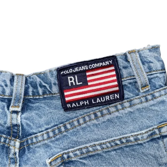 VTG Polo Ralph Lauren Distressed Denim Cutoff Shorts Sz 28 Frayed Boho Festival - Picture 4 of 7